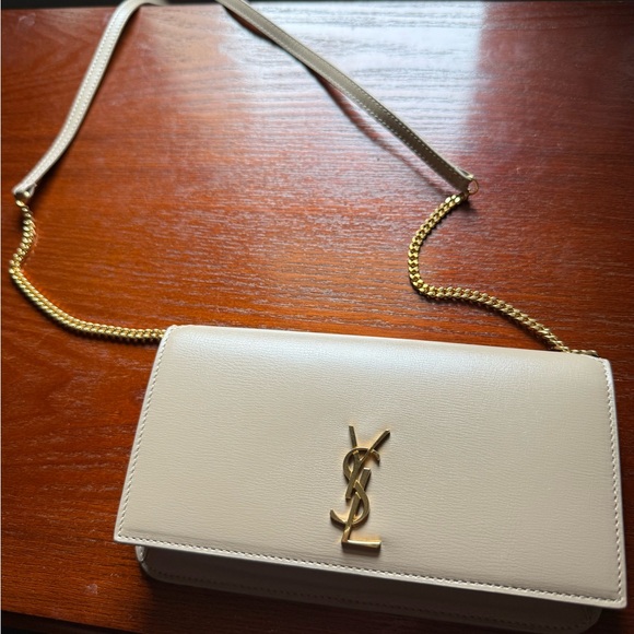 Yves Saint Laurent Handbags - Yves Saint Laurent Beige Crossbody with Gold Chain